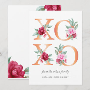 XOXO Floral Valentines Day Holiday Card