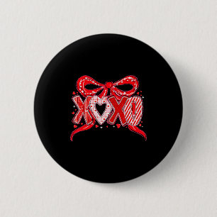 Xoxo Funny Valentines Day Love Coquette Bow Checke 2 Inch Round Button