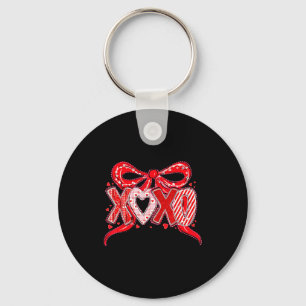 Xoxo Funny Valentines Day Love Coquette Bow Checke Keychain