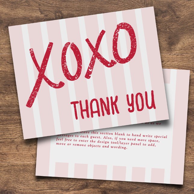 XOXO Hand Drawn Galentine’s Day Party Flat Thank You Card (Creator Uploaded)