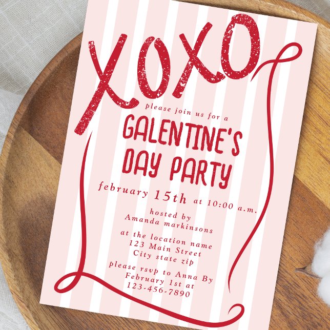 XOXO Hand Drawn Galentine’s Day Party Invitation (Creator Uploaded)