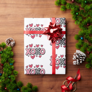 XOXO happy valentines day cute pink red hearts Wrapping Paper