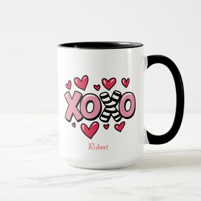 XOXO happy Valentine's day cute red hearts Mug (Right)