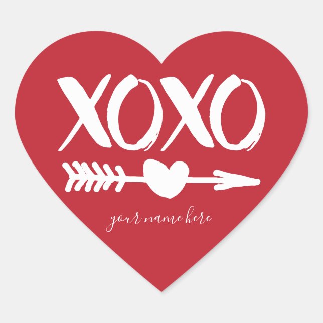 XOXO Heart Arrow Personalized Stickers (Front)
