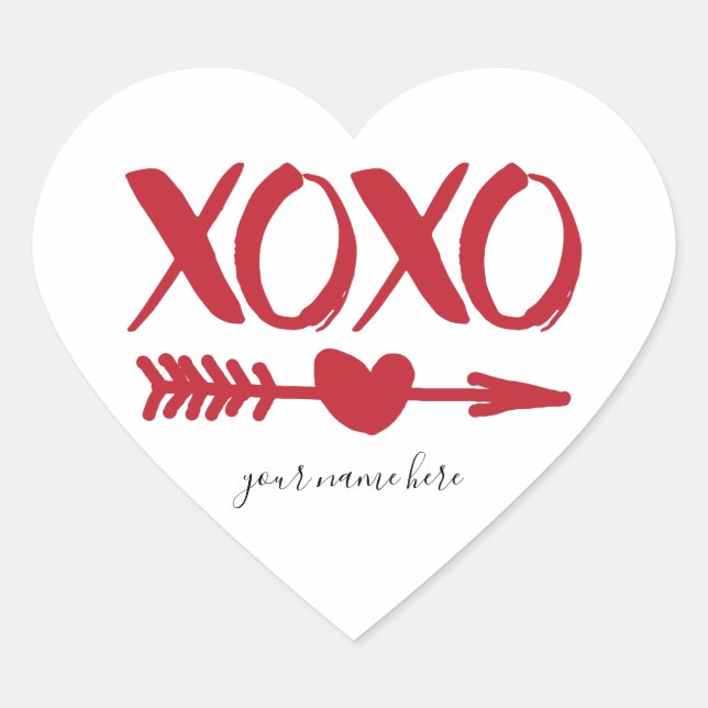 XOXO Heart Arrow Personalized Stickers (Front)