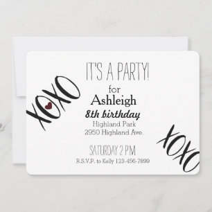 XOXO Heart Birthday Invitation
