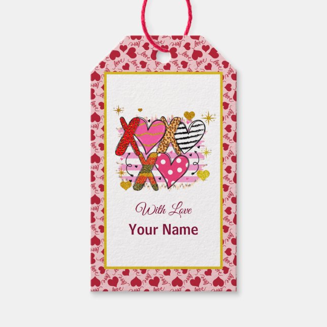 XOXO Heart Cute & Playful Gift Tags (Front)