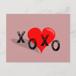 XOXO Heart Hugs and Kisses Postcard