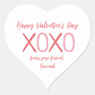 XOXO Heart Kids Classroom Valentine's Day Party He Heart Sticker
