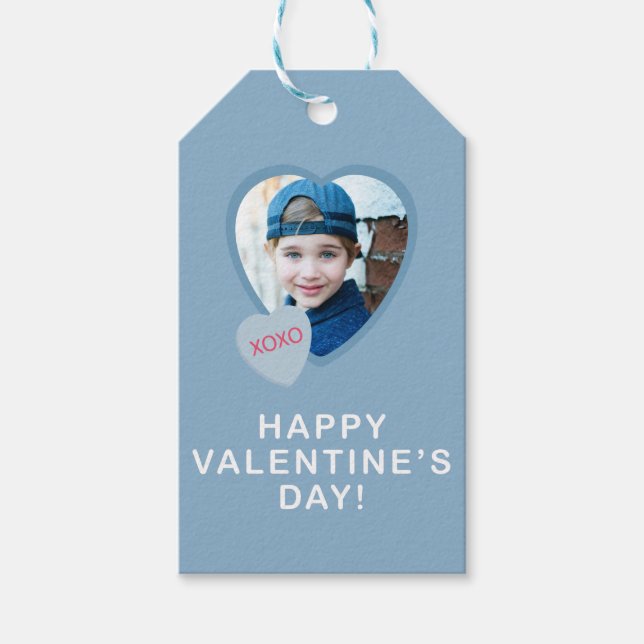 XOXO Heart Photo Valentine's Day Simple Gift Tag (Front)