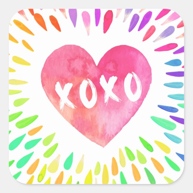 XoXo Heart Square Sticker (Front)