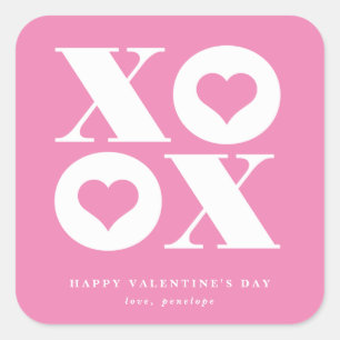 xoxo heart valentine's day square sticker