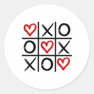 Xoxo Hearts Valentine Hugs Kisses Tic-tac-toe Wome Classic Round Sticker