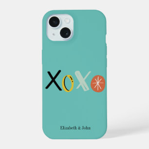  "XOXO" Hearts Valentine's Day  Mint Green iPhone 15 Case