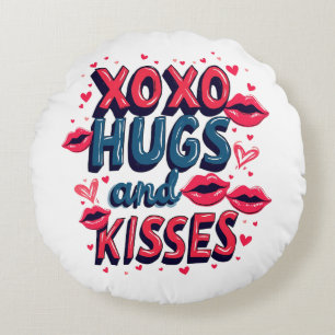 Xoxo Hugs and Kisses for Valentine's Day Round Pillow