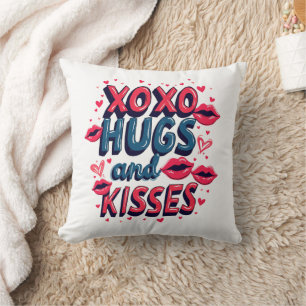 Xoxo Hugs and Kisses for Valentine's Day Throw Pillow