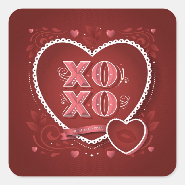 XOXO (Hugs and Kisses)  / Square Stickers (Front)