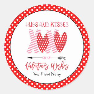 XOXO Hugs and Kisses Valentines Day Classic Round Sticker