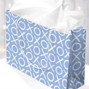 XOXO Hugs & Kisses Blue Valentine's Brush Script Large Gift Bag