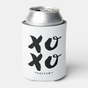 XOXO Hugs & Kisses   Brush Typography Can Cooler