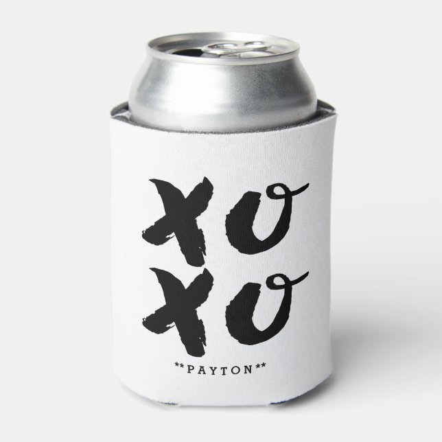 XOXO Hugs & Kisses | Brush Typography Can Cooler (Can Front)