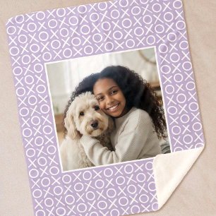 XOXO Hugs & Kisses Custom Photo Modern Purple Sherpa Blanket