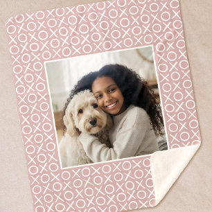 XOXO Hugs & Kisses Dusty Pink Modern Pattern Sherpa Blanket