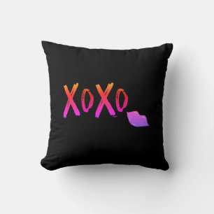XoXo-Hugs-Kisses-with-Red-Lips Fun Cool T-Shirt Throw Pillow