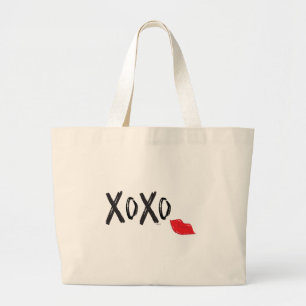XoXo-Hugs-Kisses-with-Red-Lips Large Tote Bag