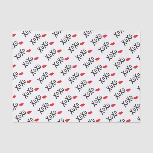 XoXo-Hugs-Kisses-with-Red-Lips Tissue Paper (Front)