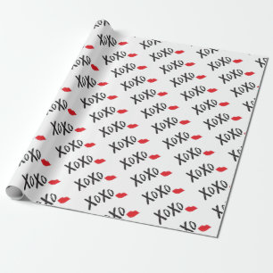 XoXo-Hugs-Kisses-with-Red-Lips Wrapping Paper