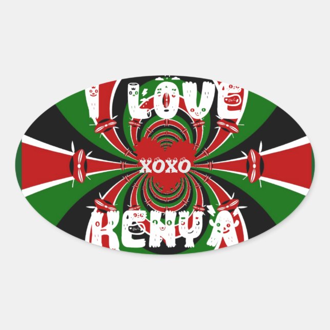 XOXO I Love Kenya Hakuna Matata Gifts Oval Sticker (Front)