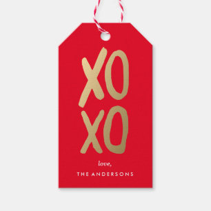 XOXO in Red   Gift Tags