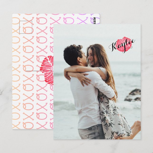 XOXO Kiss Ajoutez votre carte postale personnalisé (Devant / Derrière)