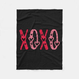 Xoxo Kisses Hugs Vintage Valentines Day Fleece Blanket