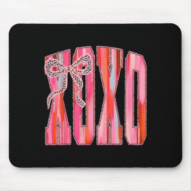 Xoxo Leopard Bow Funny Valentine's Day Coquette Nk Mouse Pad (Front)