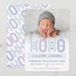 XOXO Little Valentine Photo Boy Faire-part de nais