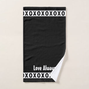 XOXO Love Always Black and White Chic Hand Towel
