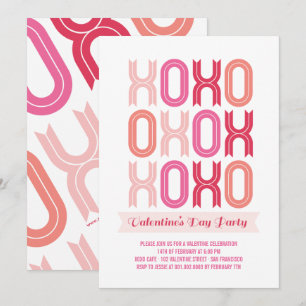 XOXO Love And Kisses Valentine's Day Party Invite