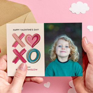 XOXO Love Brush Strokes photo classroom valentines Card