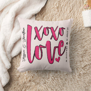 XOXO love Coordinates typography photo  Throw Pillow