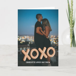 XOXO Love Personalized Valentines Day 3D Gold Holiday Card