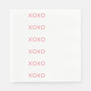 XOXO Love You Valentine Hot Pink Hugs Kisses Napkin