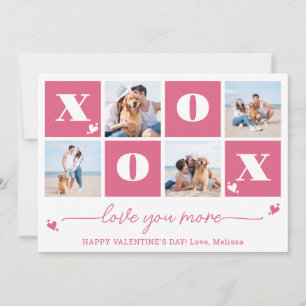 XOXO Modern Bold 4 Photo Collage Valentines Day Holiday Card