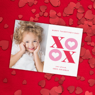 XOXO modern photo classroom valentines day card