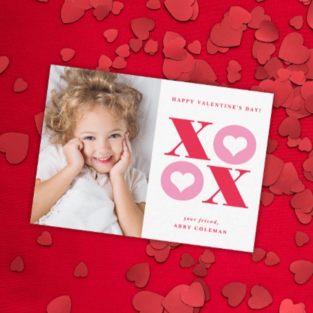 XOXO modern photo classroom valentines day card (Creator Uploaded)