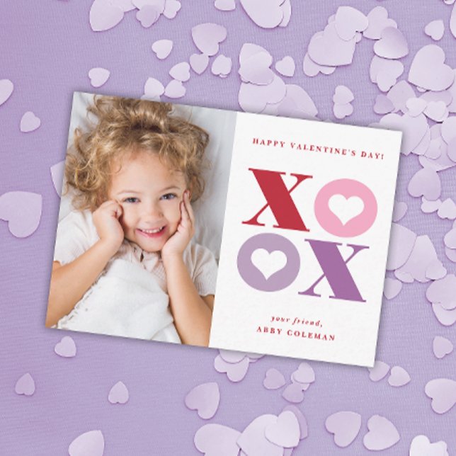 XOXO moderne photo classe valentines carte de jour (Créateur téléchargé)