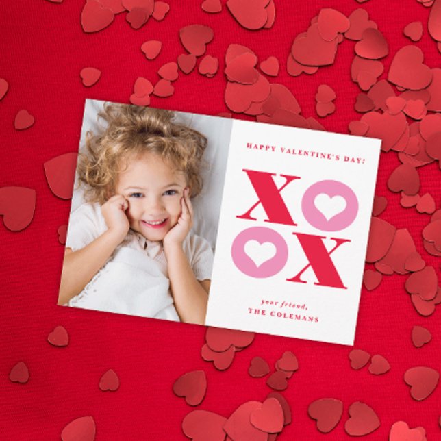 XOXO moderne portrait photo valentines carte jour (Créateur téléchargé)