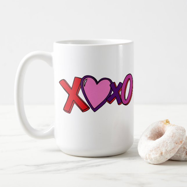 XOXO Mug, Valentines Day mug, mug gift (With Donut)