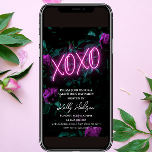 XOXO Neon Valentine's Day Party Invitation 